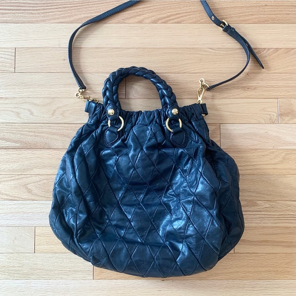 Miu Miu black Harlequin Patchwork Boho Bag - Picture 4 of 12